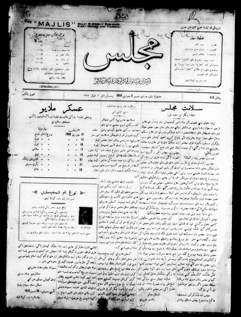 Miniature of Majlis 02 January 1936