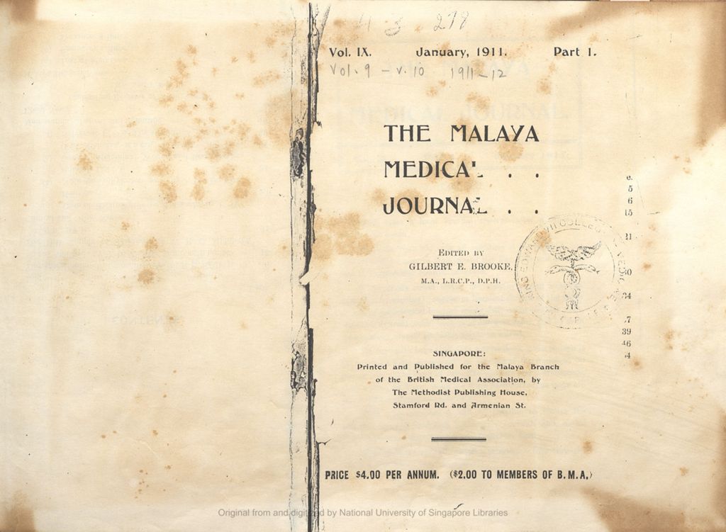 Miniature of The Malayan Medical Journal. Volume 9, Part 1