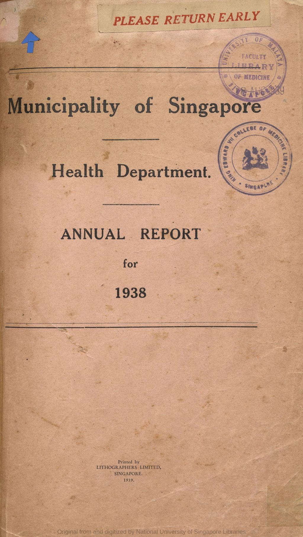 Miniature of Annual report of the Health Department, 1938