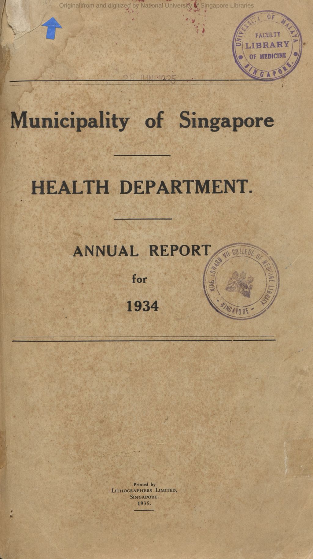 Miniature of Annual report of the Health Department, 1934