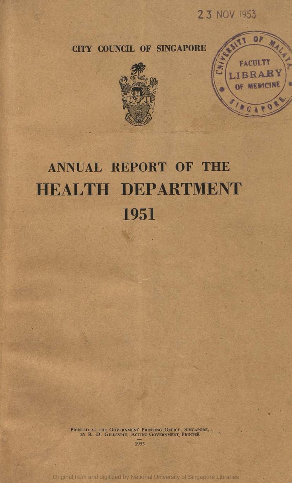 Miniature of Annual report of the Health Department, 1951