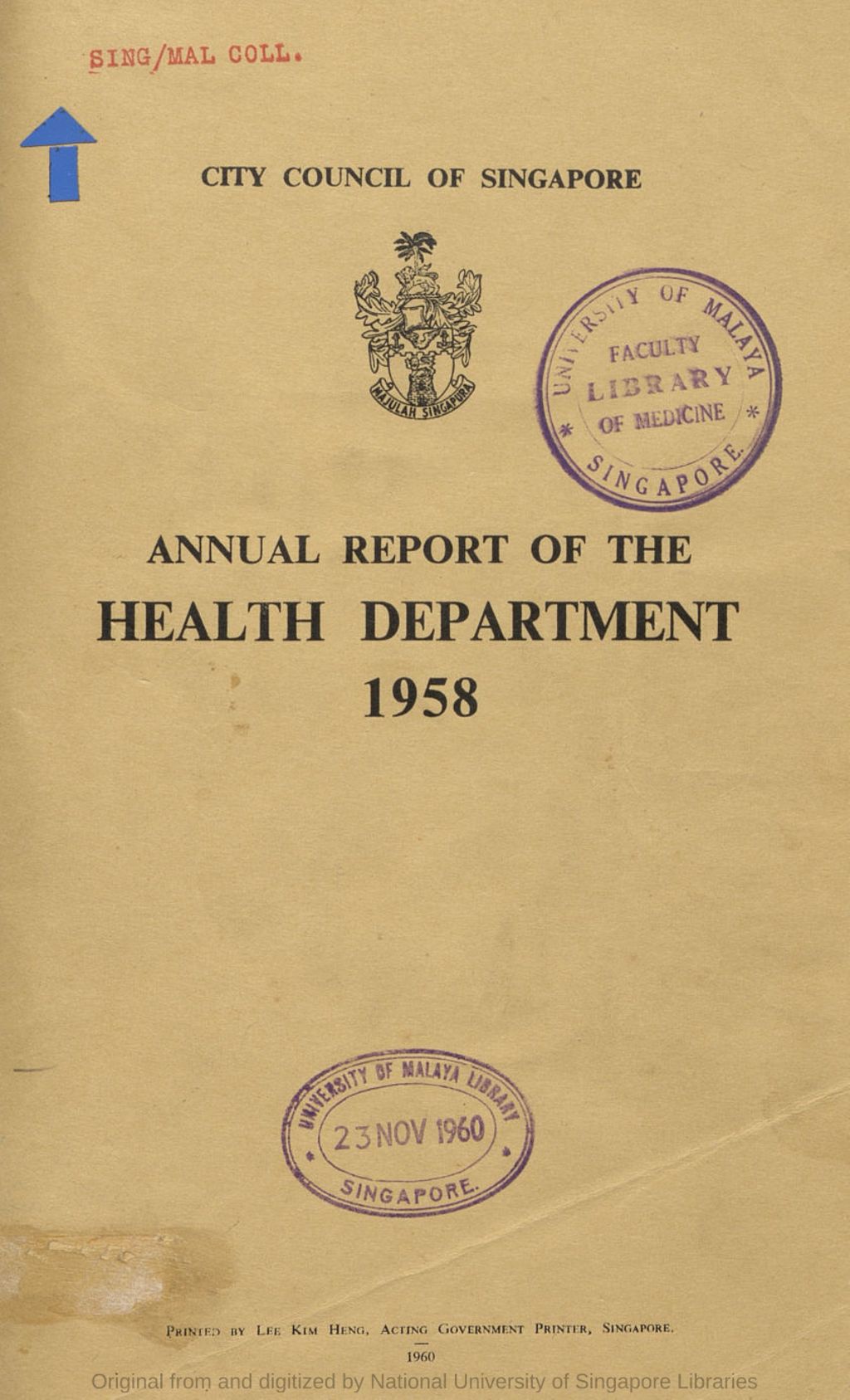 Miniature of Annual report of the Health Department, 1958