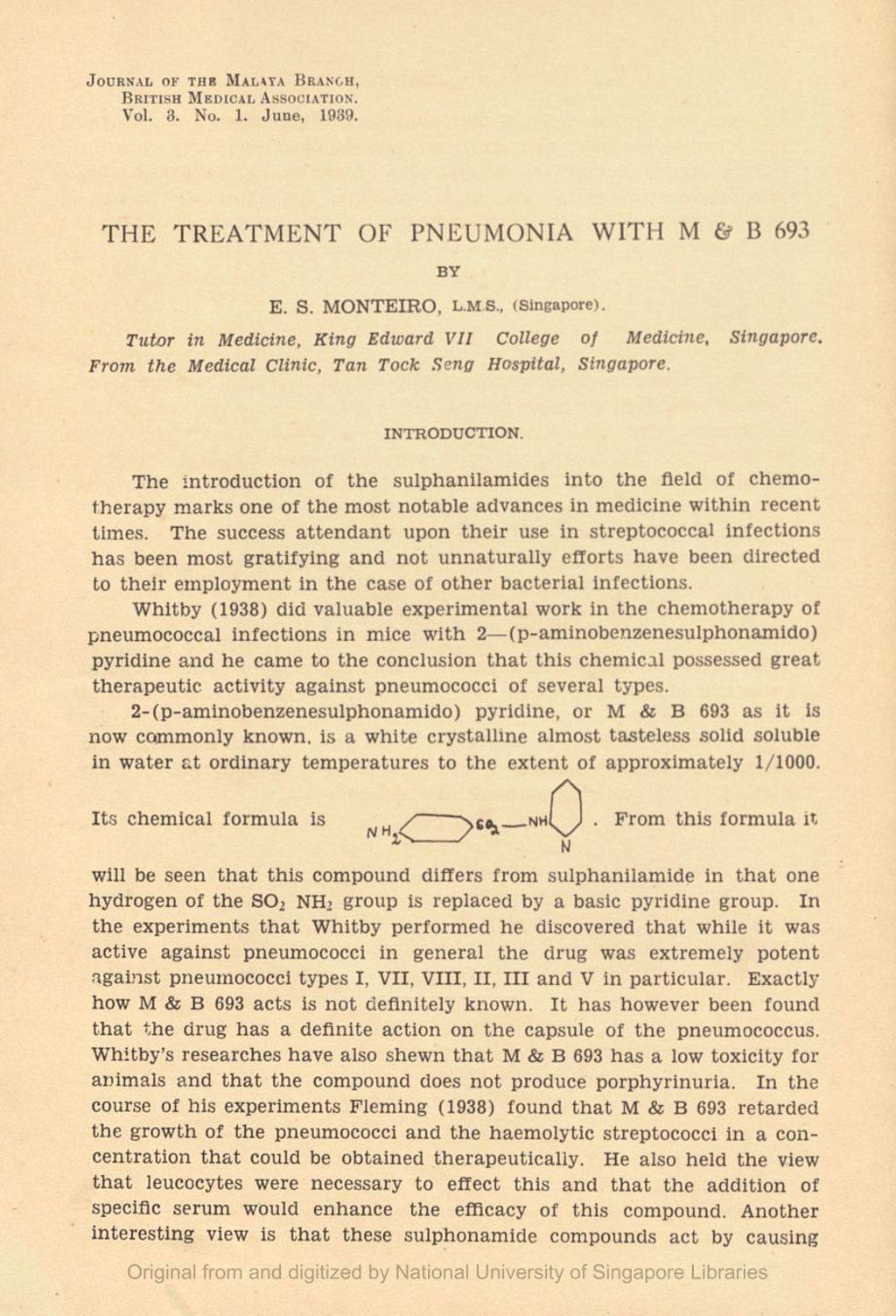 Miniature of The treatment of pneumonia with M & B 693