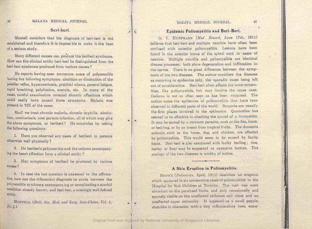 Miniature of Epidemic Poliomyelitis and Beri-beri