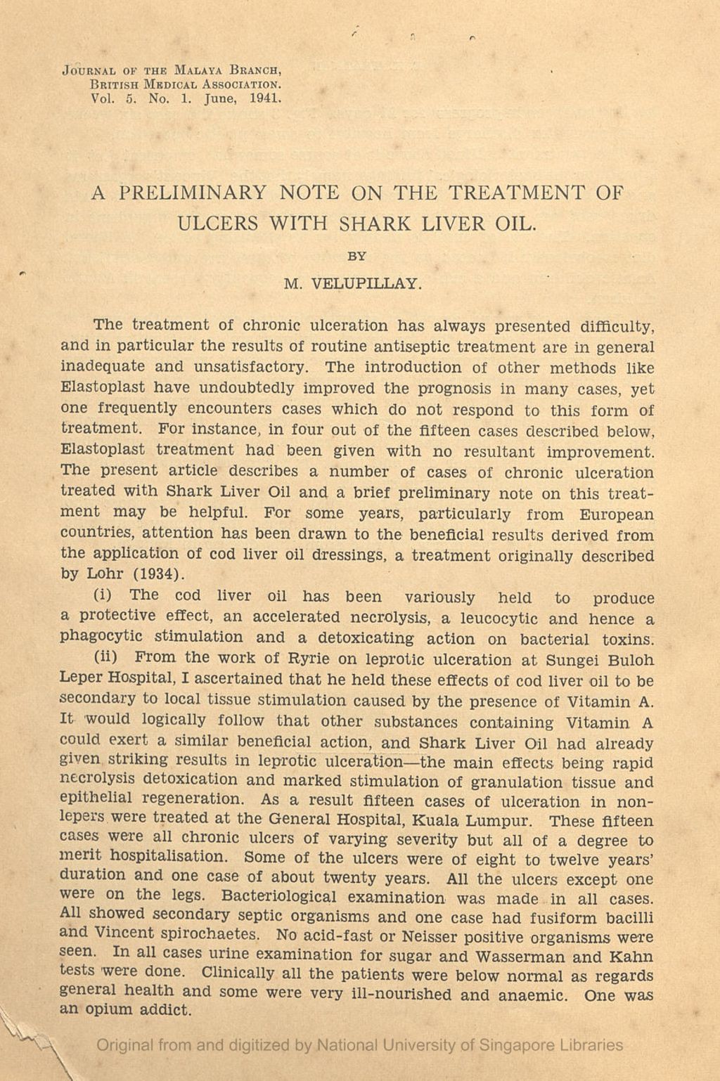 Miniature of A preliminary note on the treatment of ulcers with shark liver oil