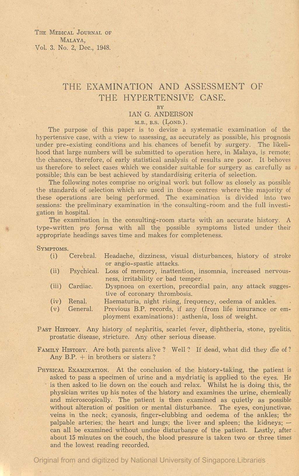 Miniature of The examination and assessment of the hypertensive case