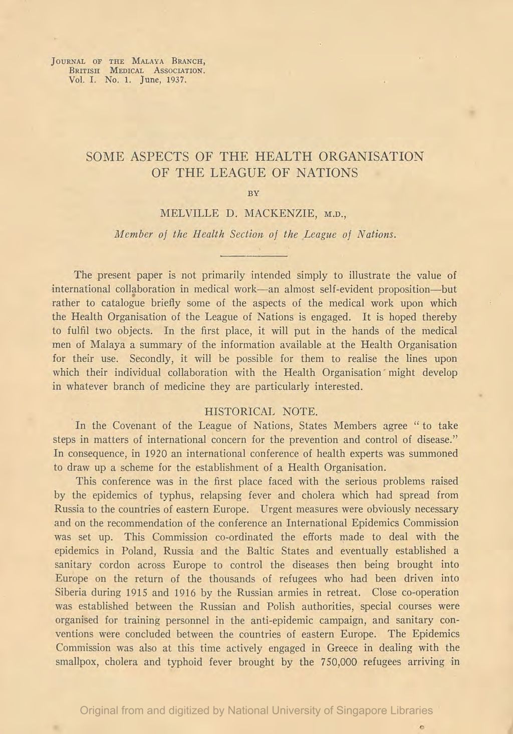 Miniature of Some Aspects of the Heath Organization of the League of Nations