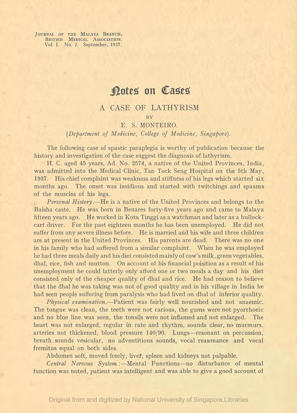 Miniature of A Case of Lathyrism