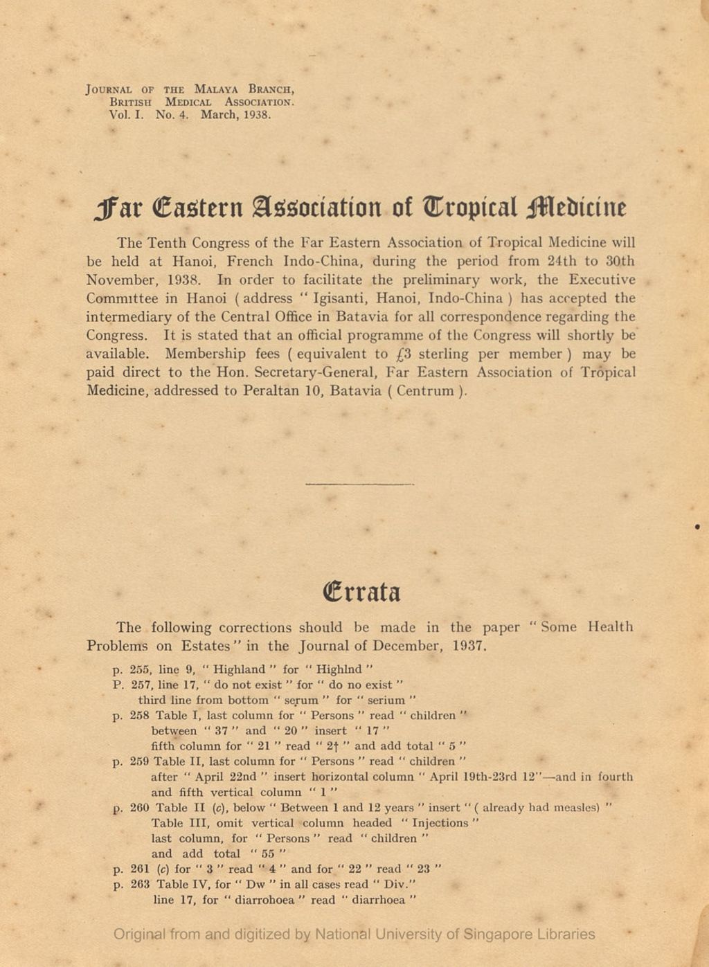 Miniature of Journal of the Malaya Branch of the British Medical Association. Volume 1, Number 4. Far Eastern Association of Tropical Medicine