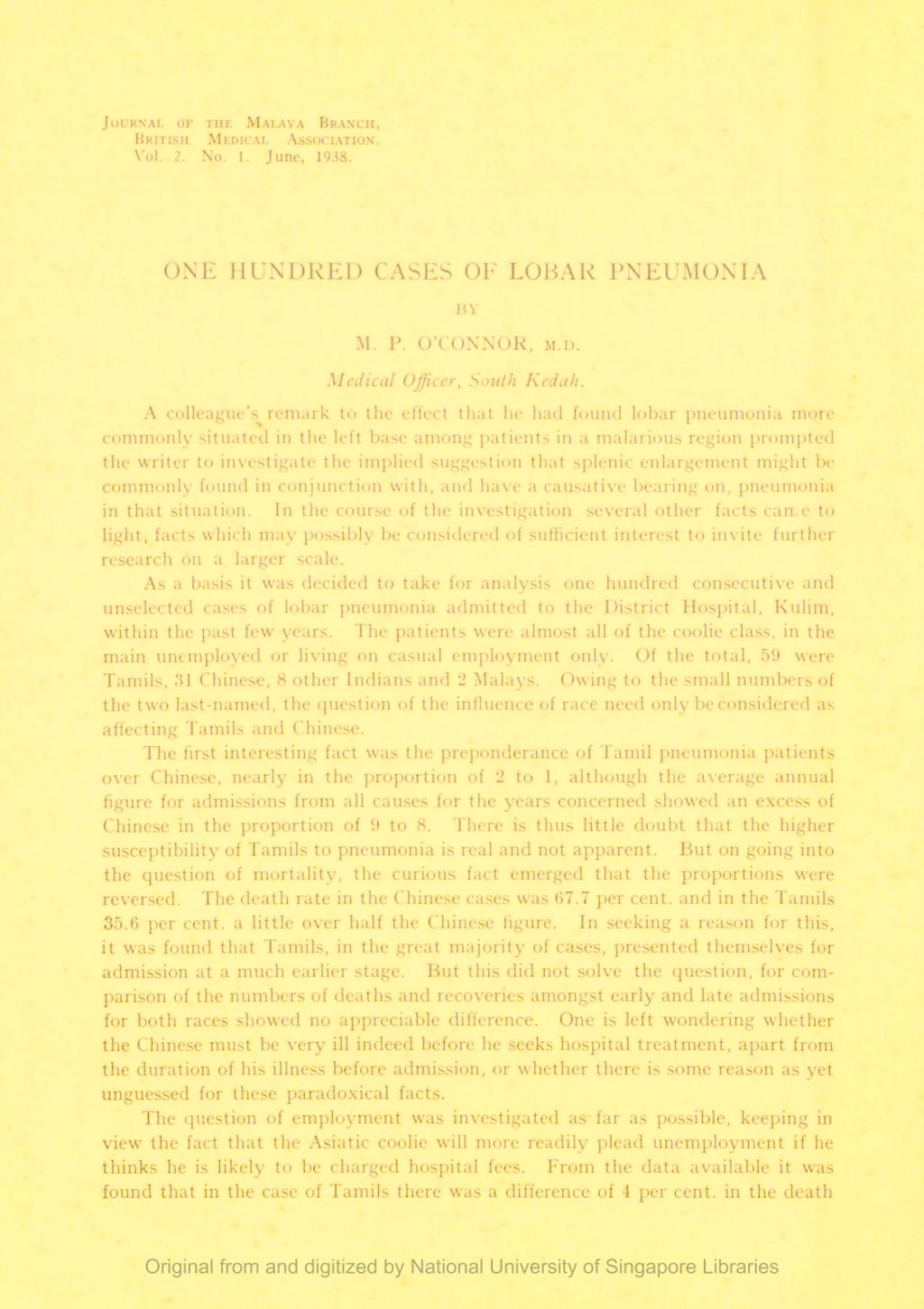 Miniature of One Hundred Cases of Lobar Pneumonia