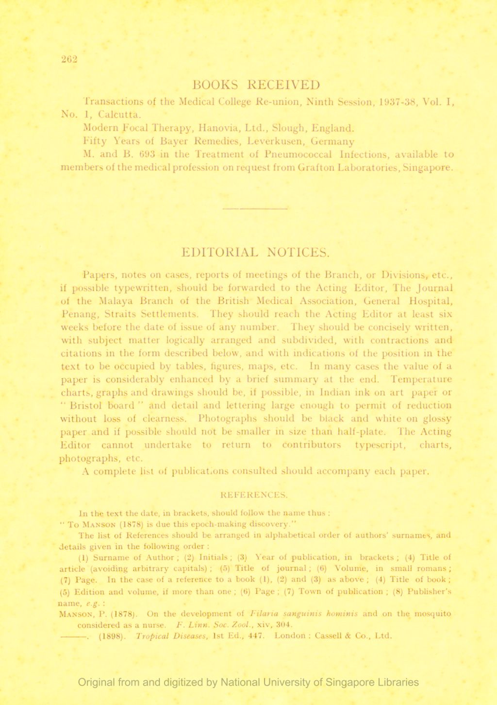 Miniature of Journal of the Malaya Branch of the British Medical Association. Volume 2, Number 4. Editorial Notes