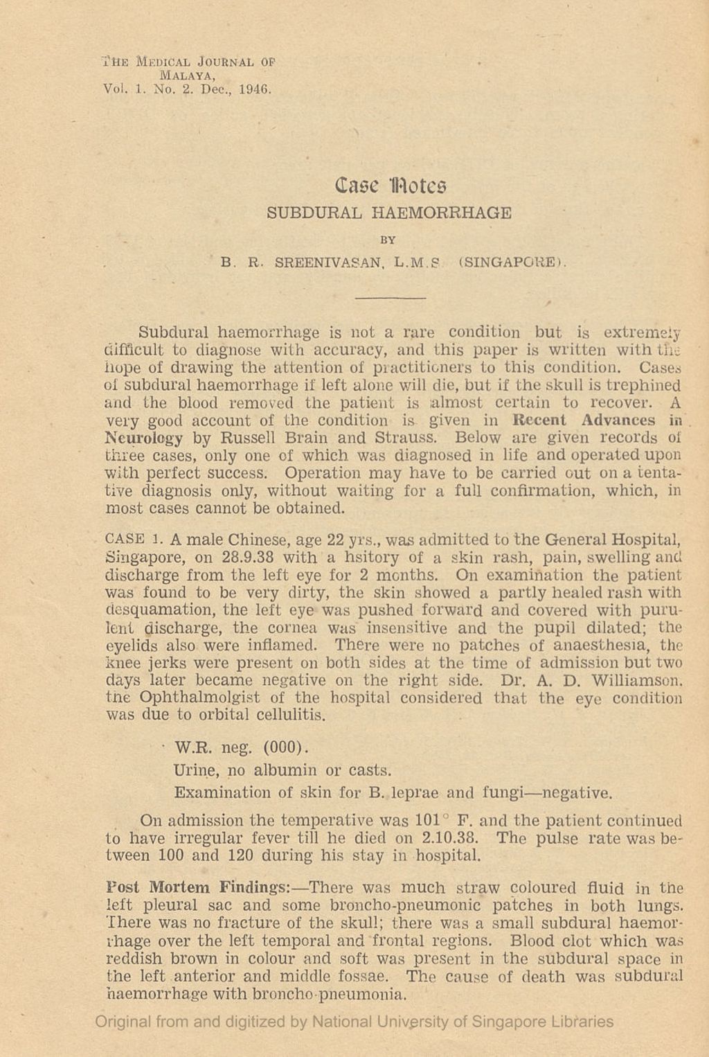 Miniature of Case Notes Subdural Haemorrhage