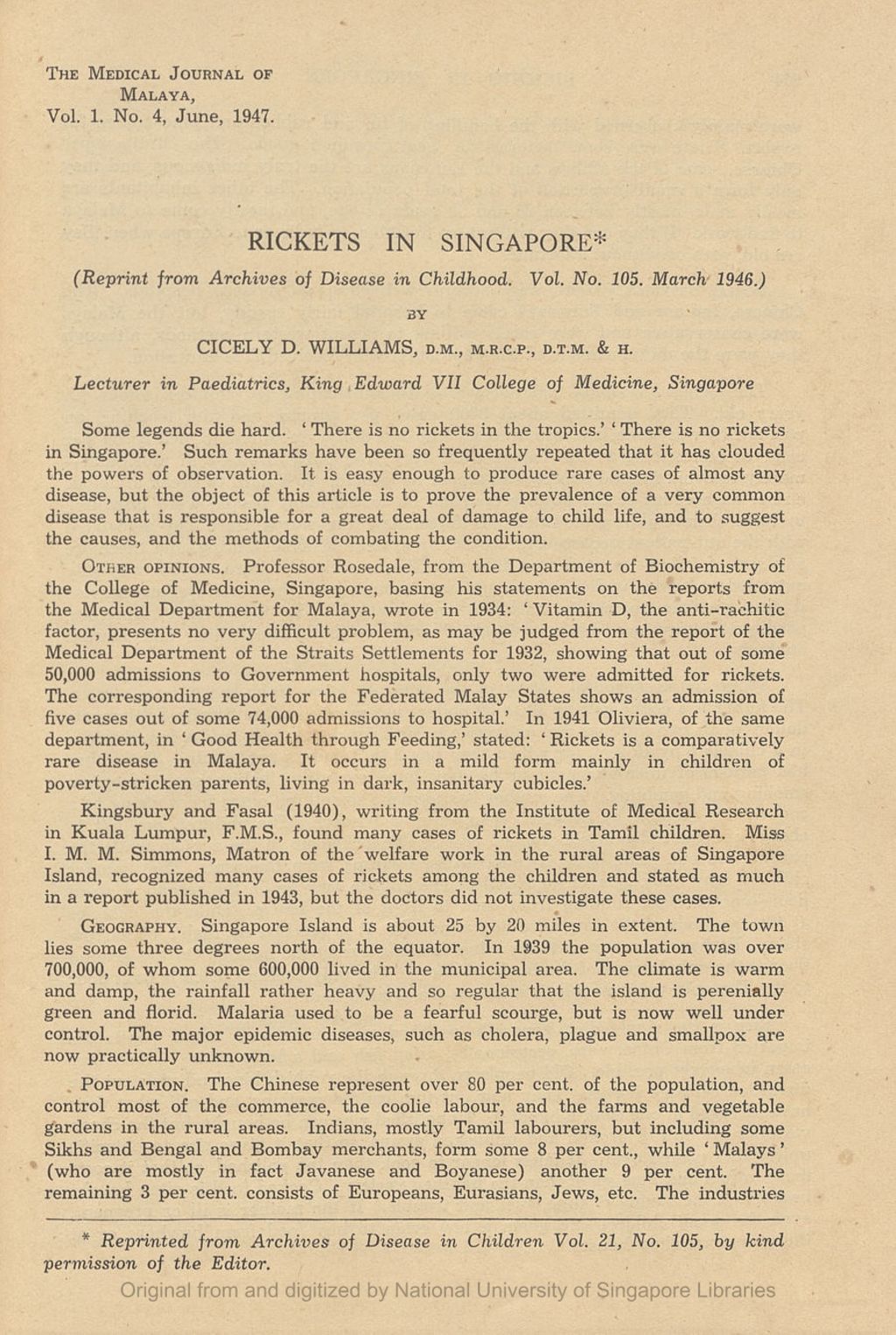 Miniature of Medical Journal of Malaya. Volume 1, Number 4