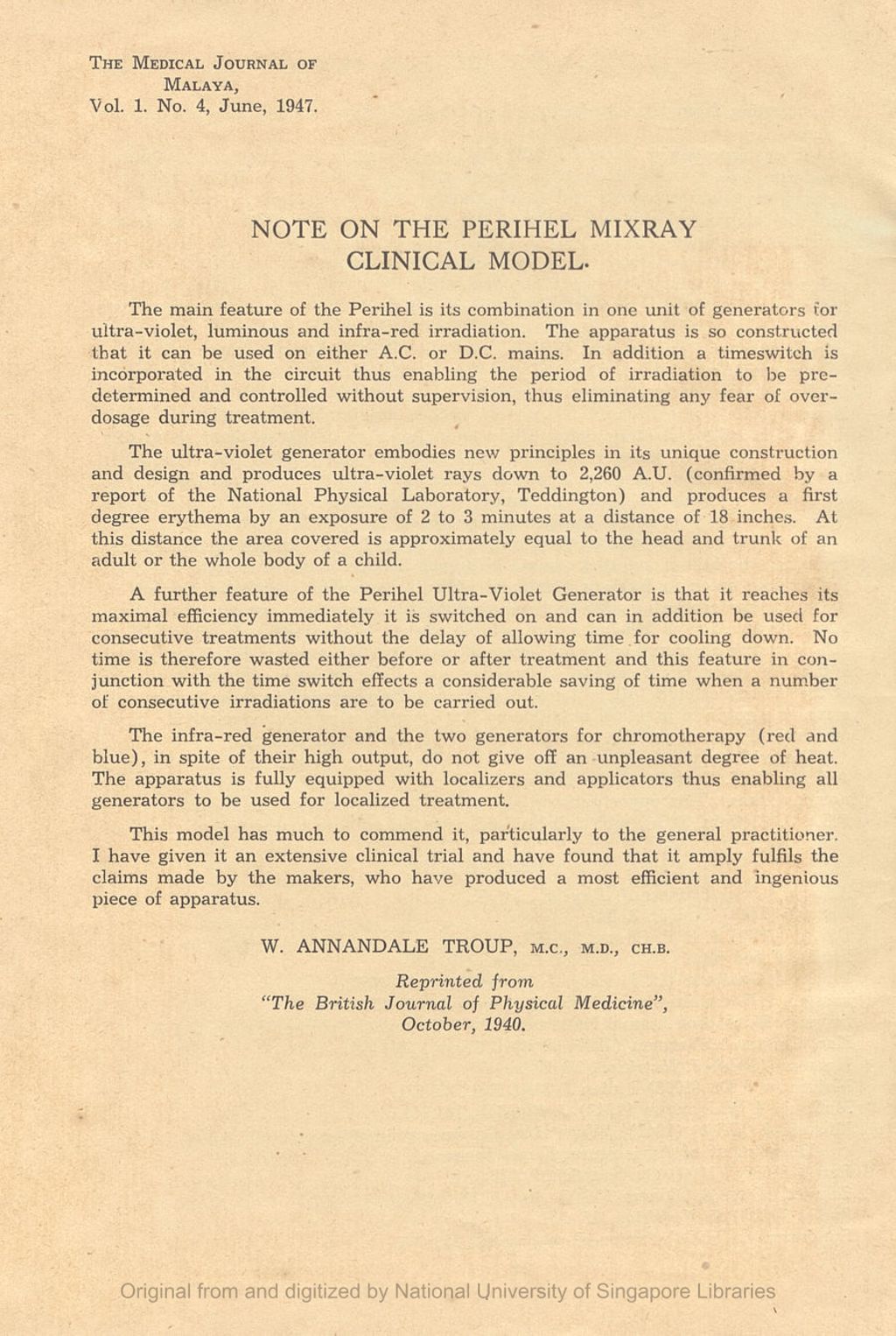 Miniature of Note on the Perihel Mixray Clinical Model