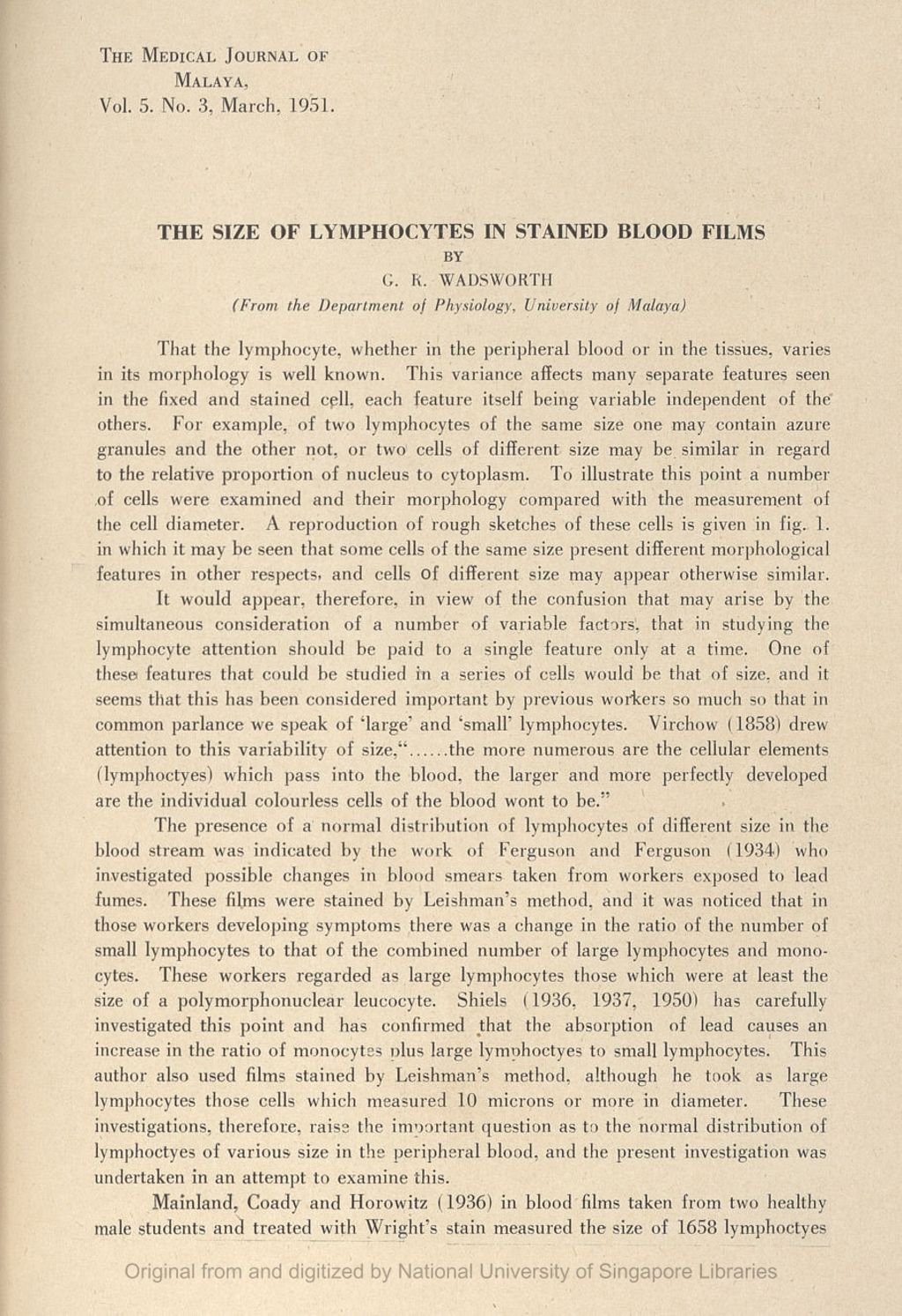 Miniature of The Size Of Lymphocytes In Stained Blood Films