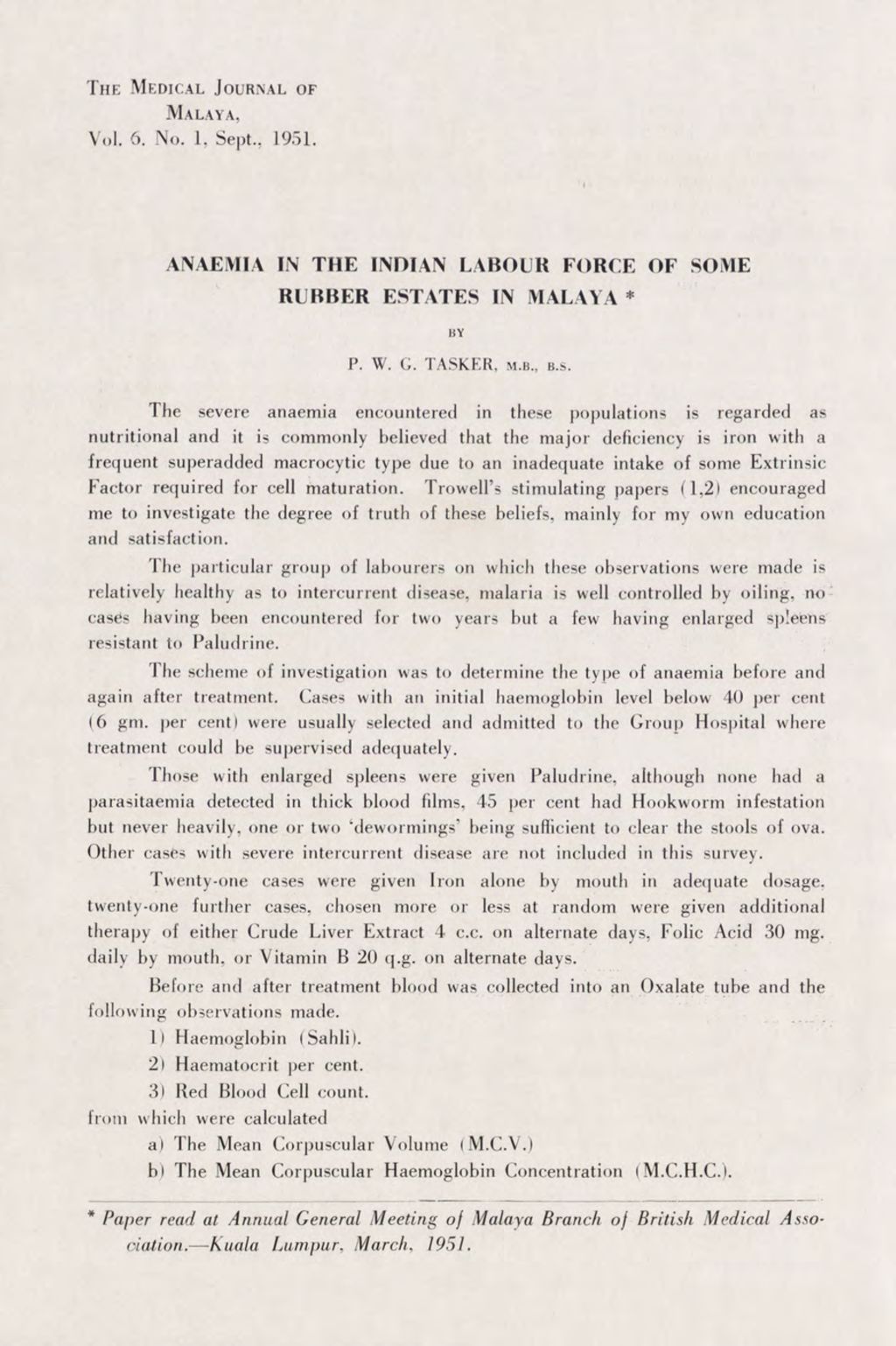 Miniature of Anaemia In The Indian Labour Force Of Some Rubber Estates In Malaya