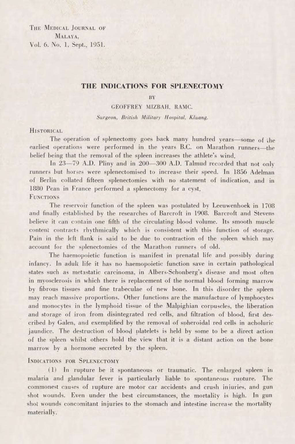 Miniature of The Indications For Splenectomy