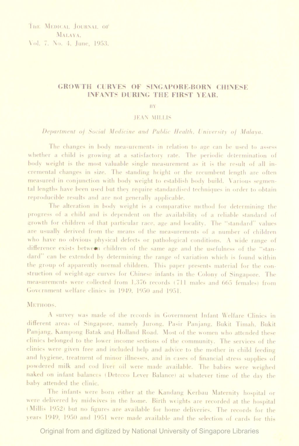 Miniature of Growth Curves Of Singapore-Born Chinese Infants During The First Year