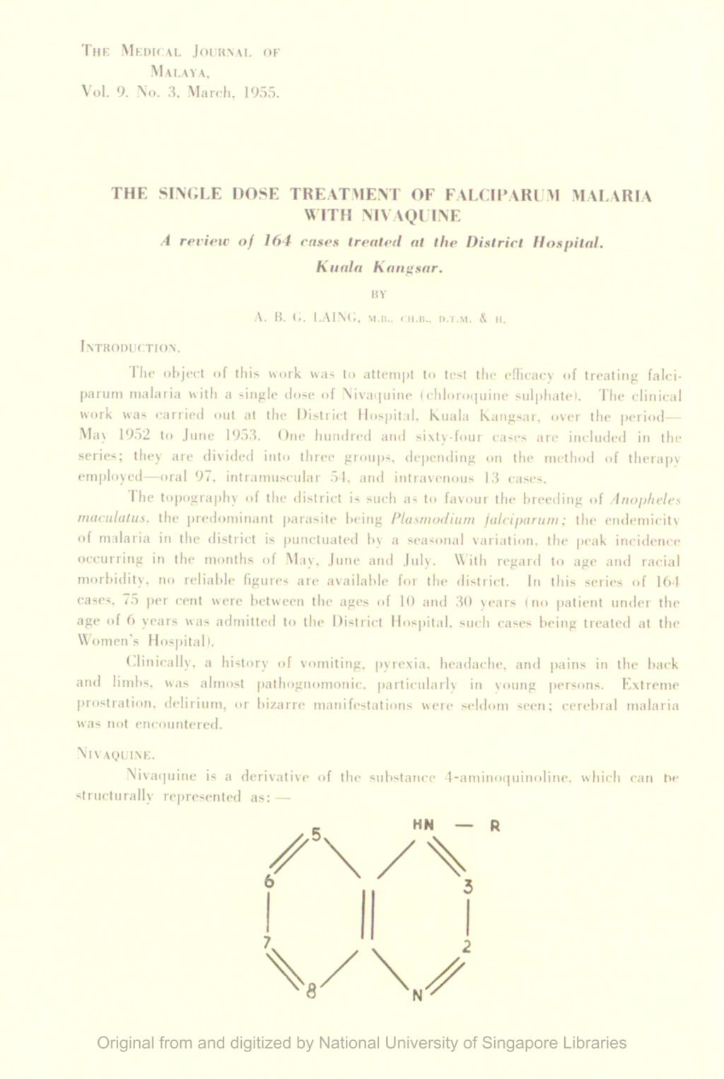 Miniature of Single Dose Treatment Of Falciparum Malaria With Nivaquine