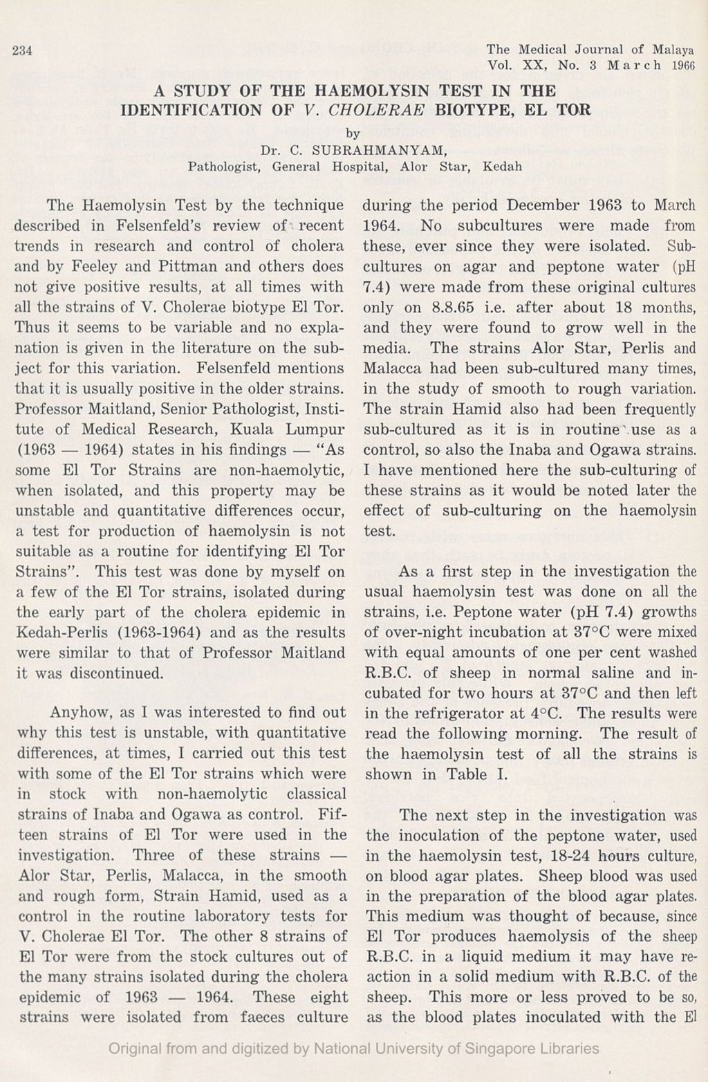 Miniature of Study Of The Haemolysin Test In The Identification Of V. Cholerae Biotype, El Tor