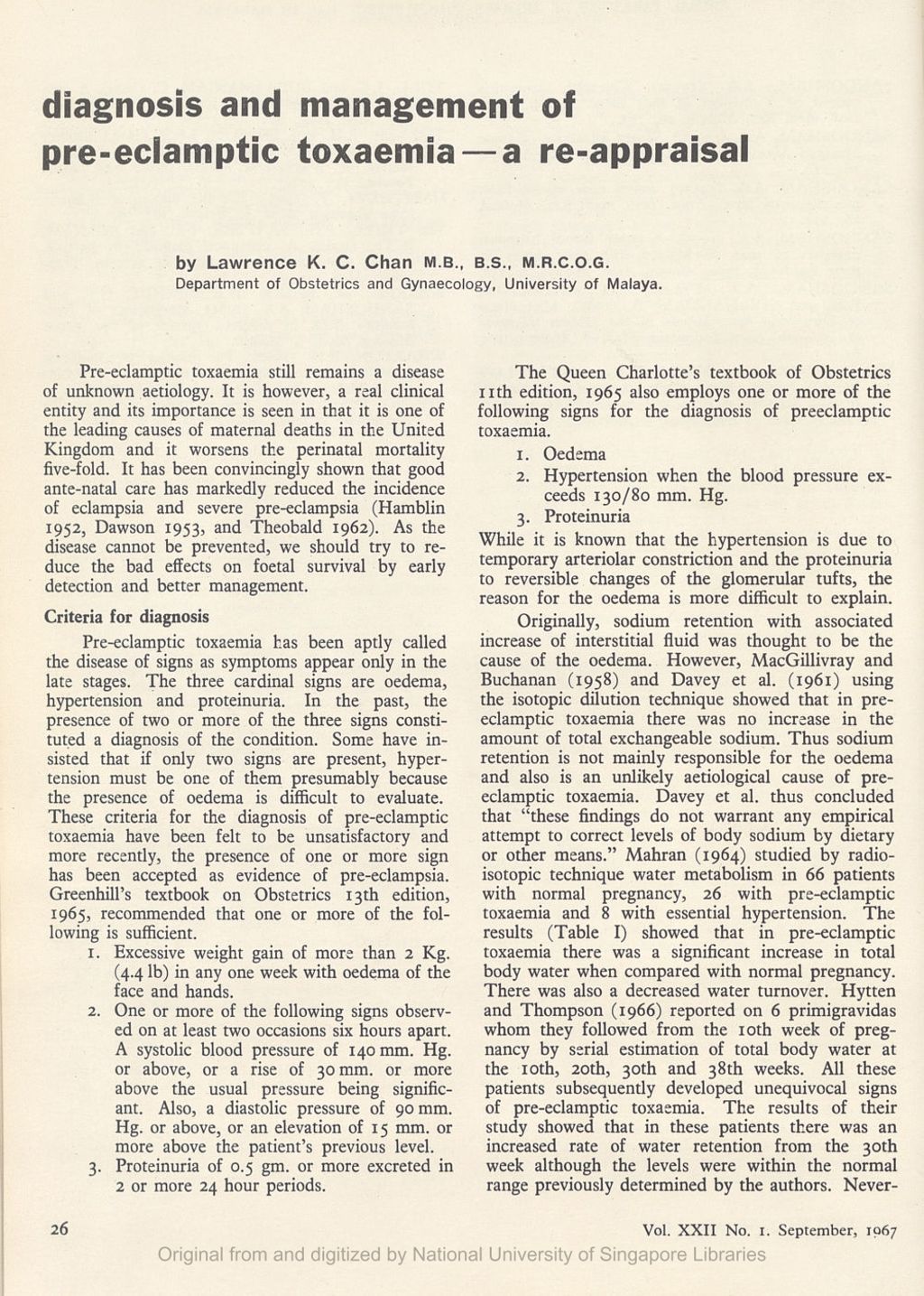 Miniature of Diagnosis And Management Of Pre-Eclamptic Toxaemiaâ€¦A Re-Appraisal