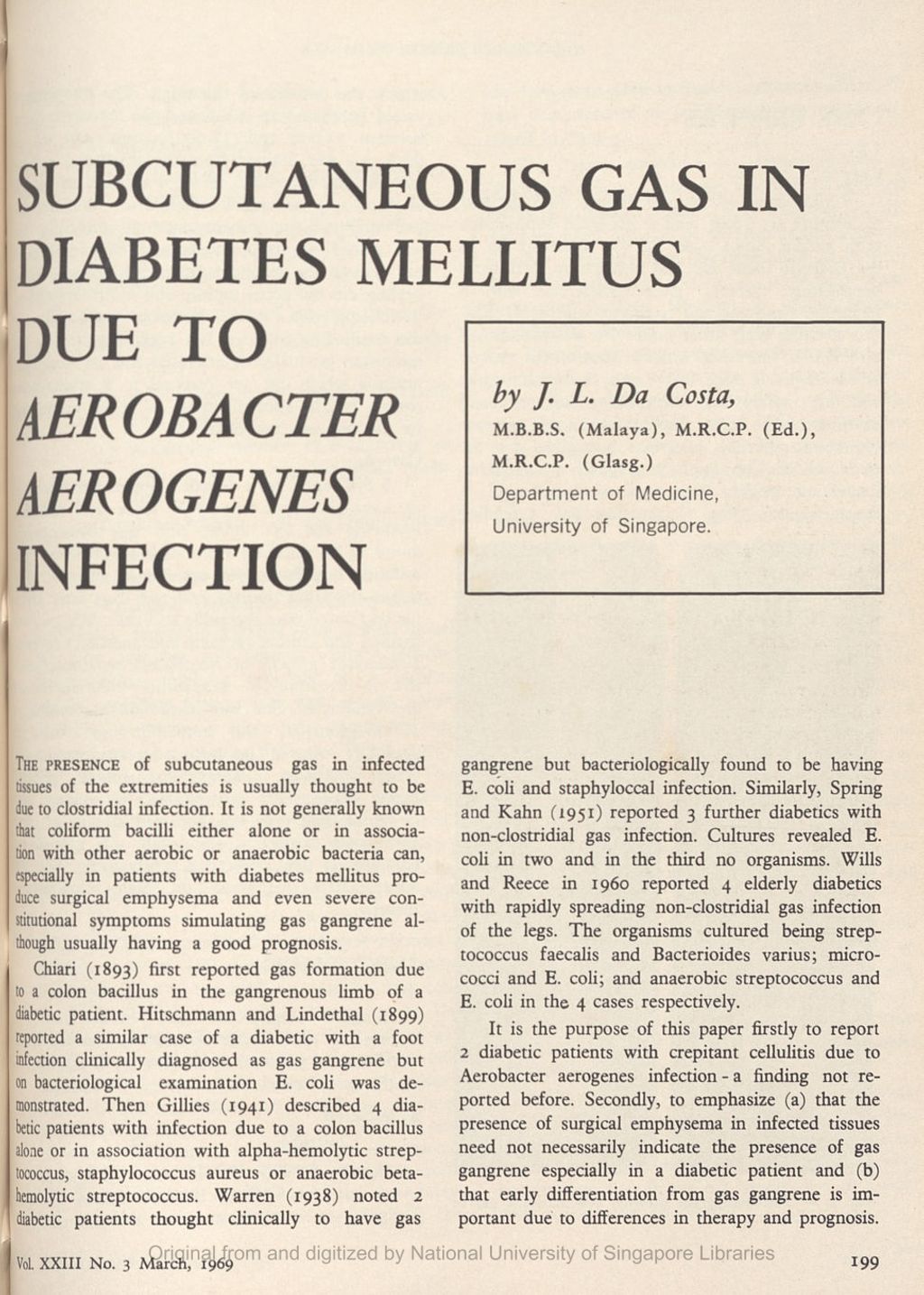 Miniature of Subcutaneous gas in diabetes melitus due to Aerobacker aerogenes infection