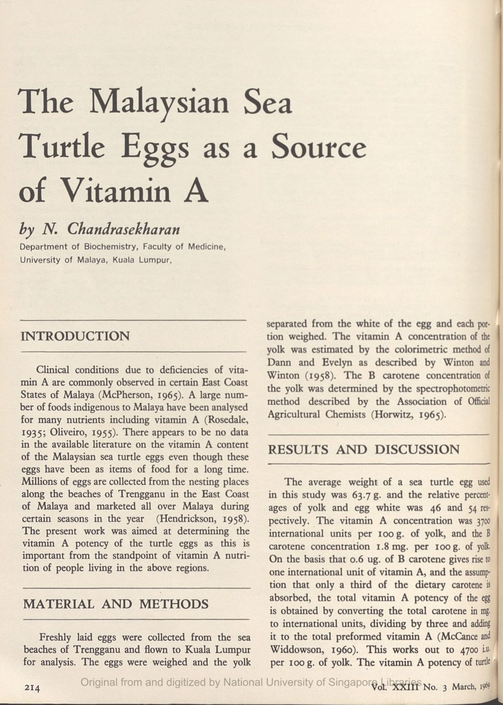 Miniature of Malaysian sea turtle eggs as a source of Vitamin A