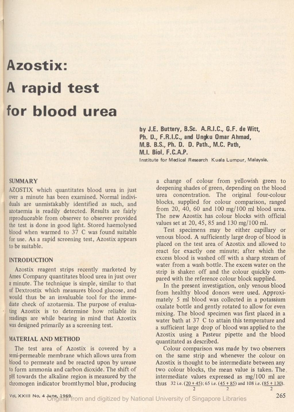 Miniature of Azostix: A rapid test for urea