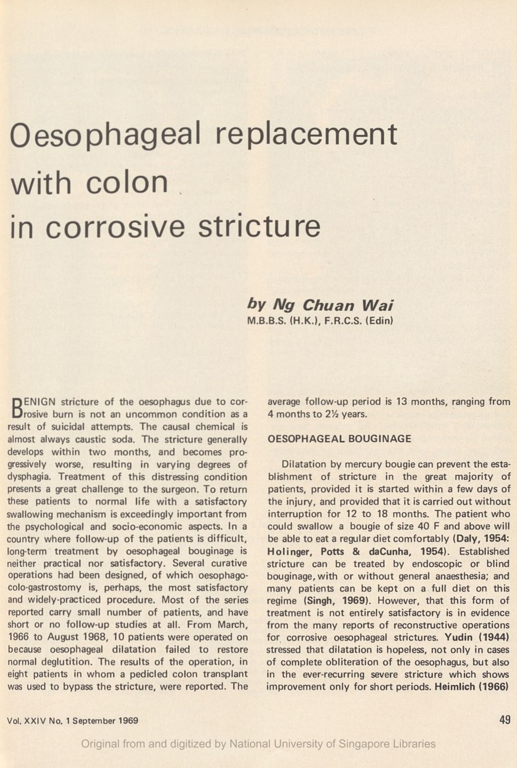 Miniature of Oesophageal replacement with colon in corrosive stricture