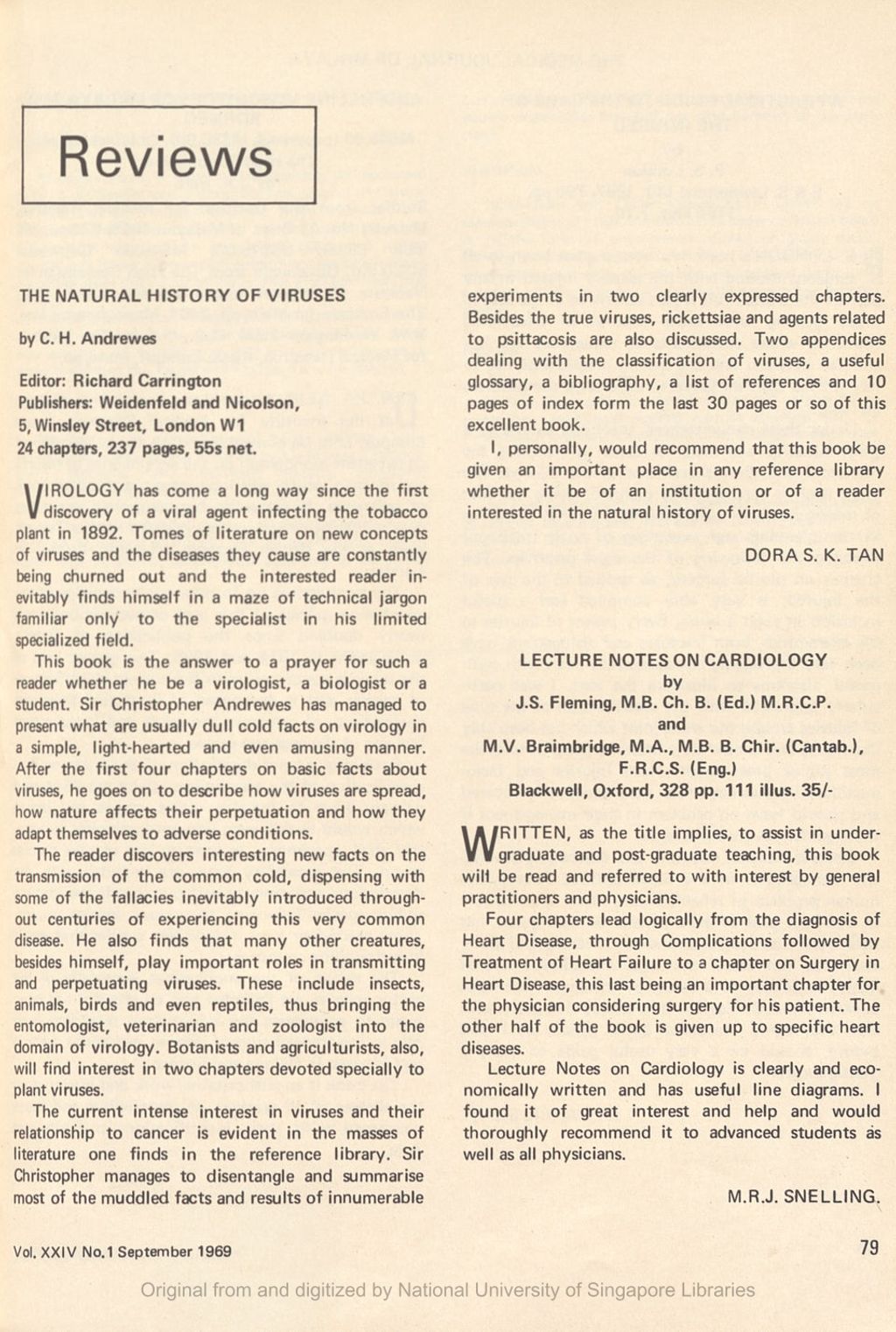 Miniature of Medical Journal of Malaya. Volume 24, Number 1. Book Reviews