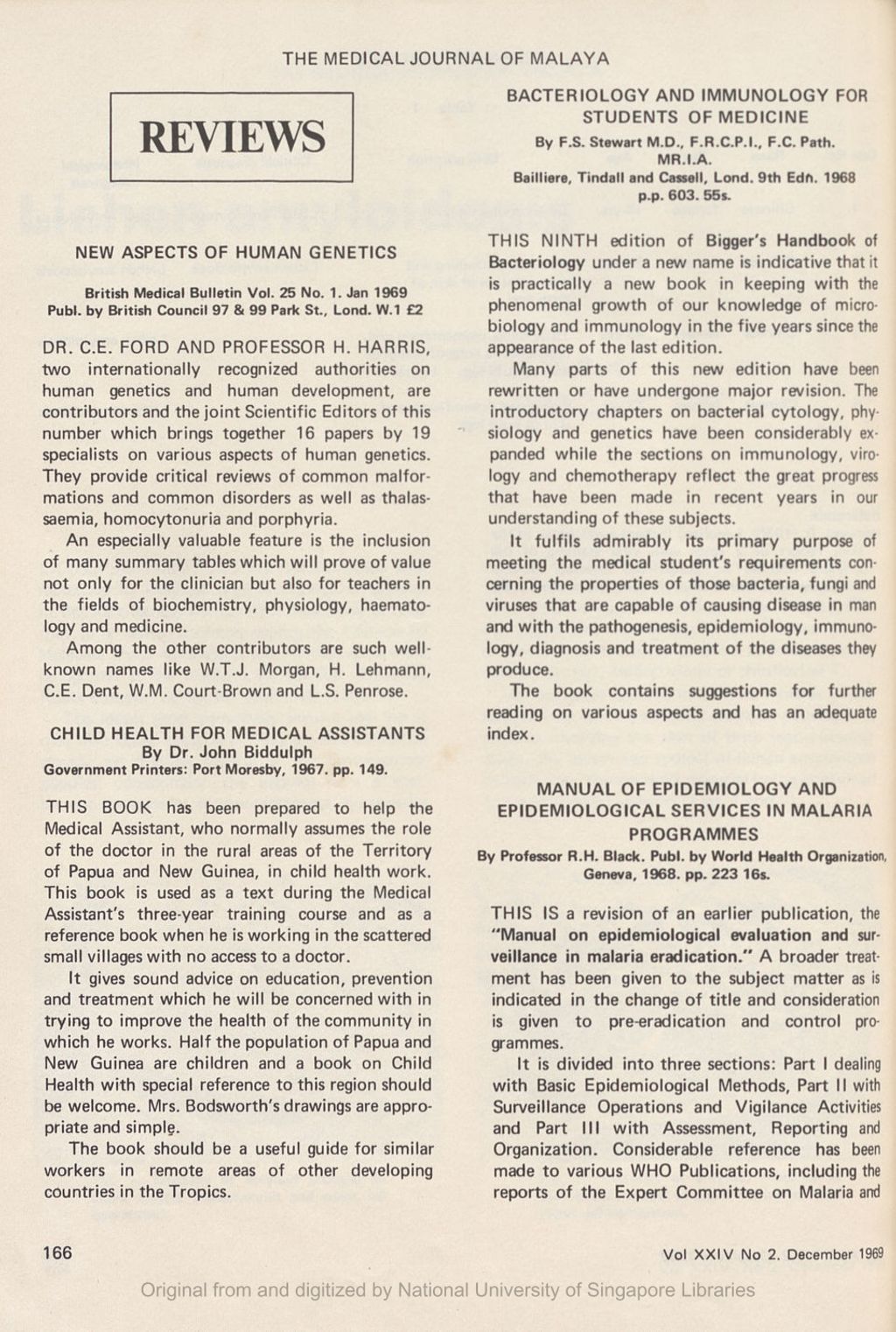 Miniature of Medical Journal of Malaya. Volume 24, Number 2. Reviews