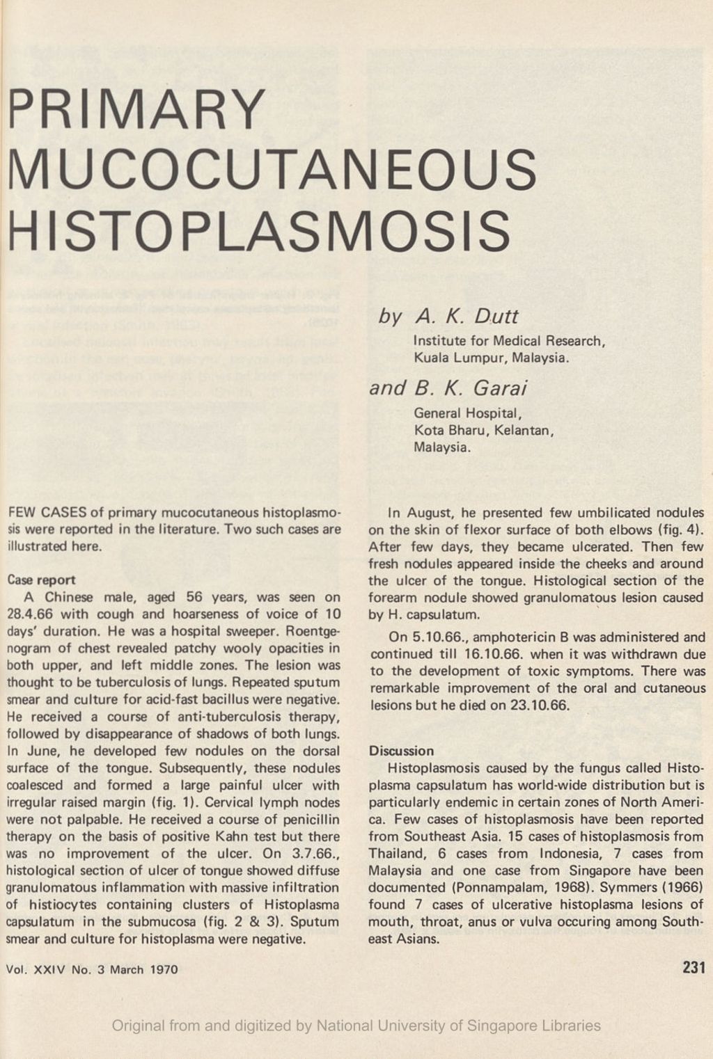 Miniature of Primary mucocutaneous histoplasmosis