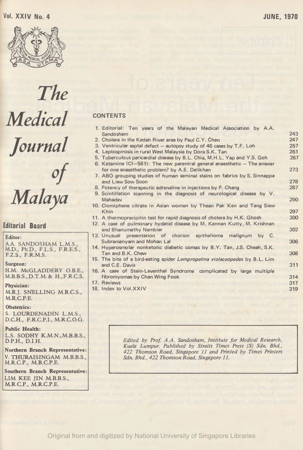 Miniature of Medical Journal of Malaya. Volume 24, Number 4