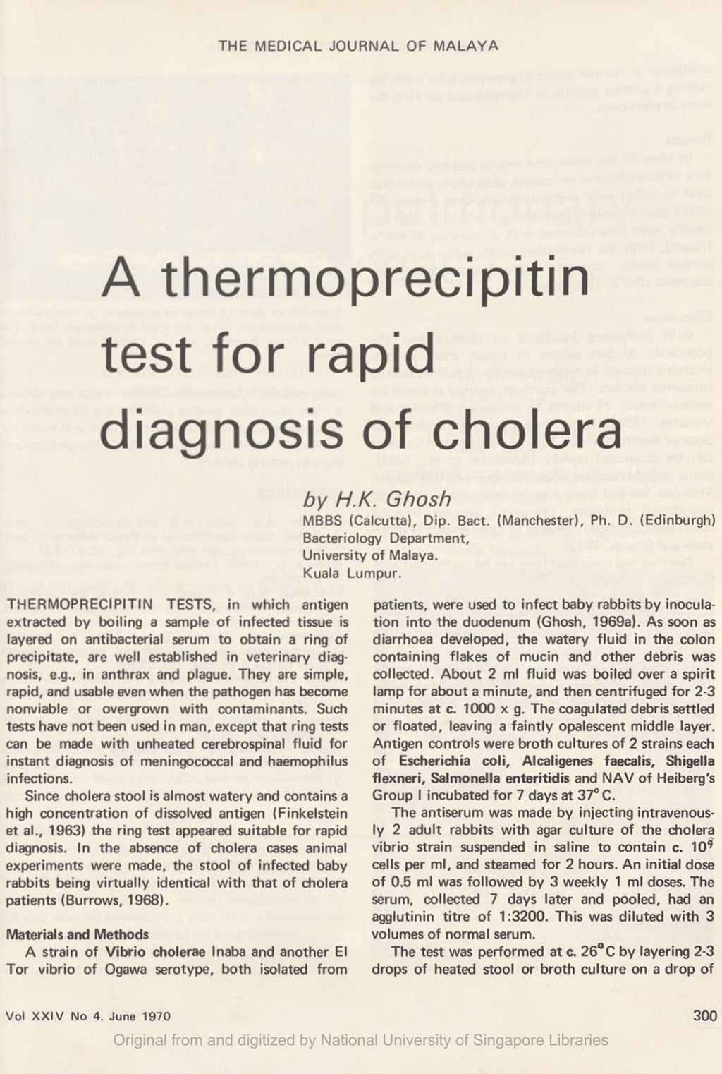 Miniature of Thermoprecipitin test for rapid diagnosis of cholera