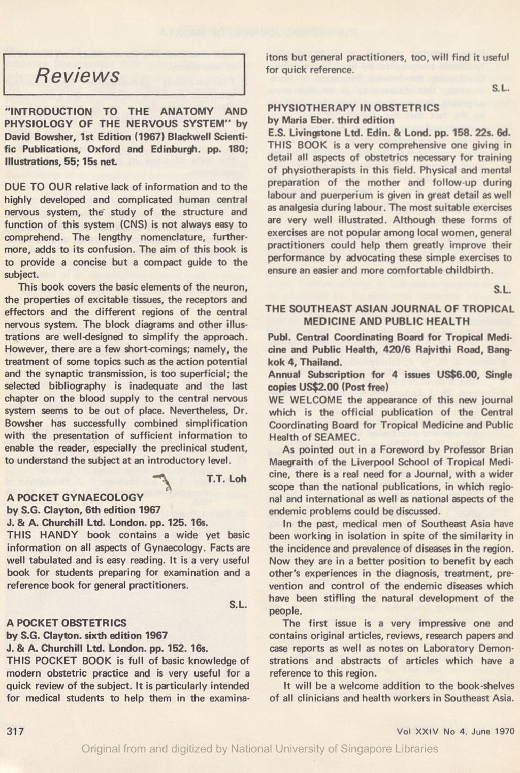 Miniature of Medical Journal of Malaya. Volume 24, Number 4. Reviews