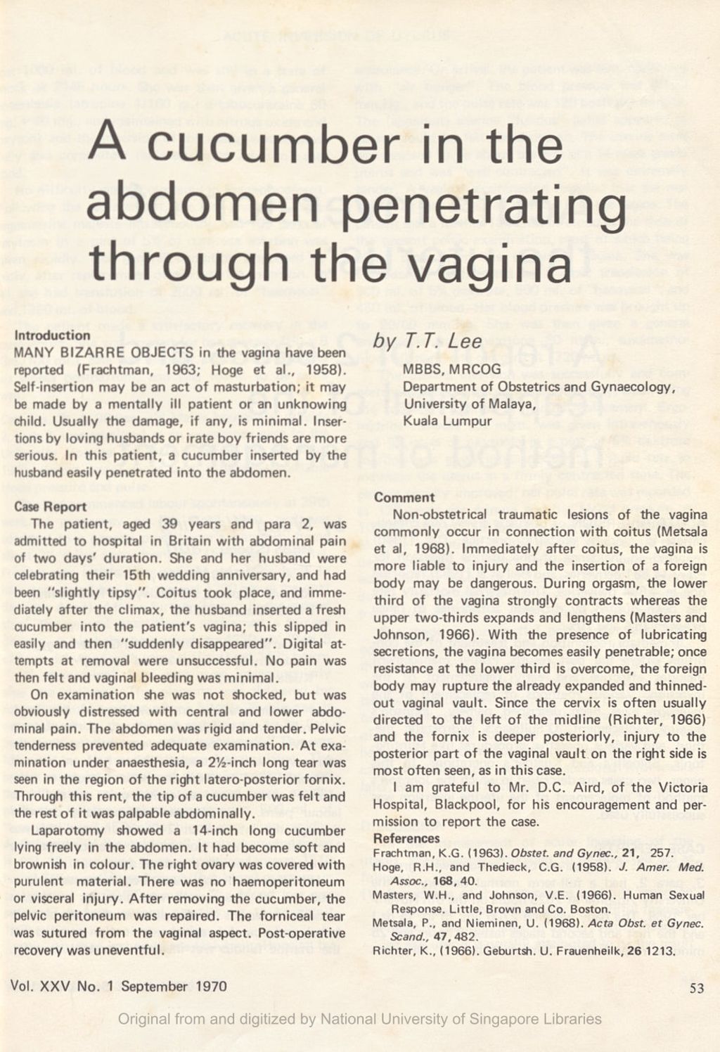 Miniature of Cucumber in the abdomen penetrating through the vagina