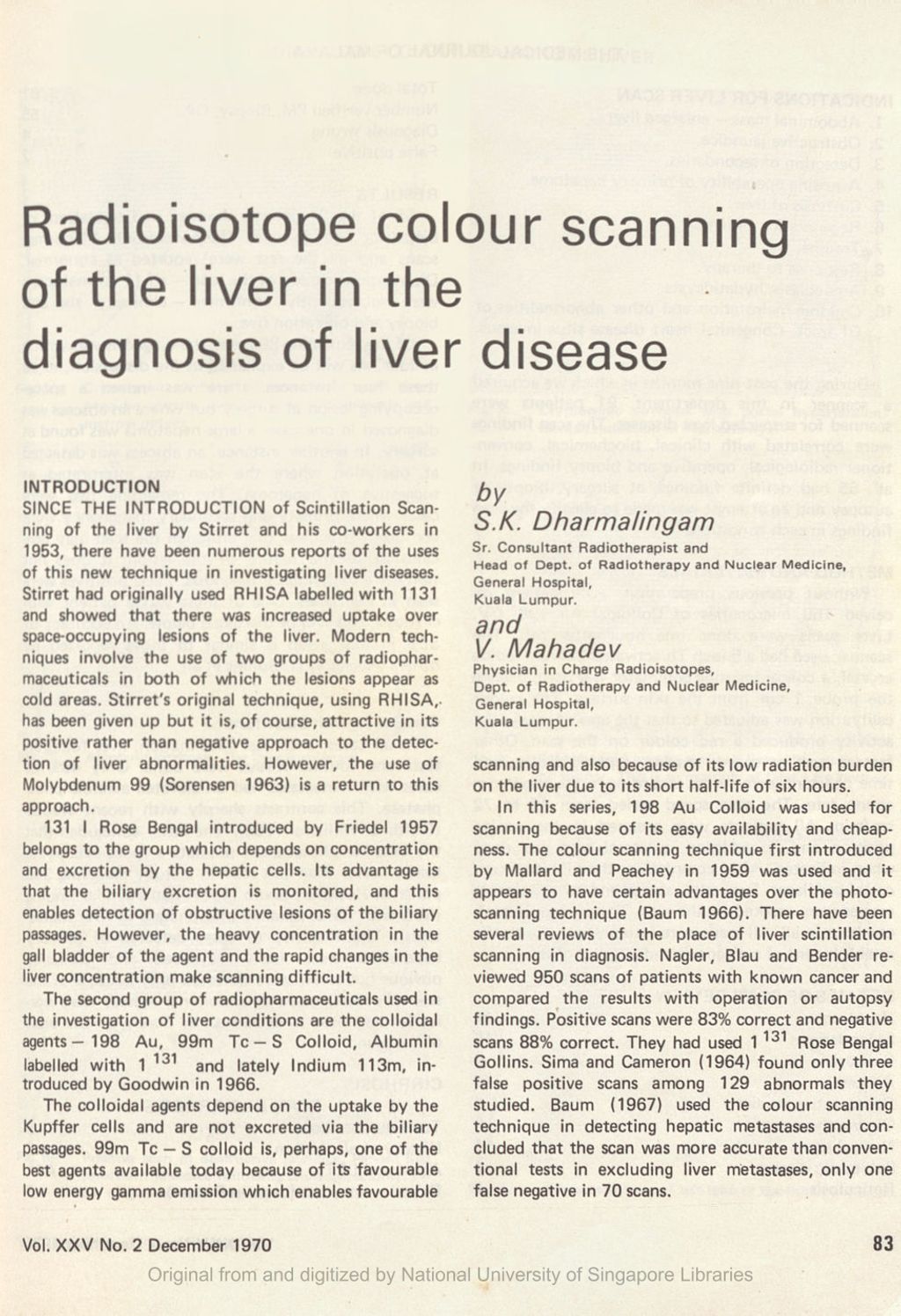 Miniature of Radioisotope colour scanning of the liver in the diagnosis of liver disease