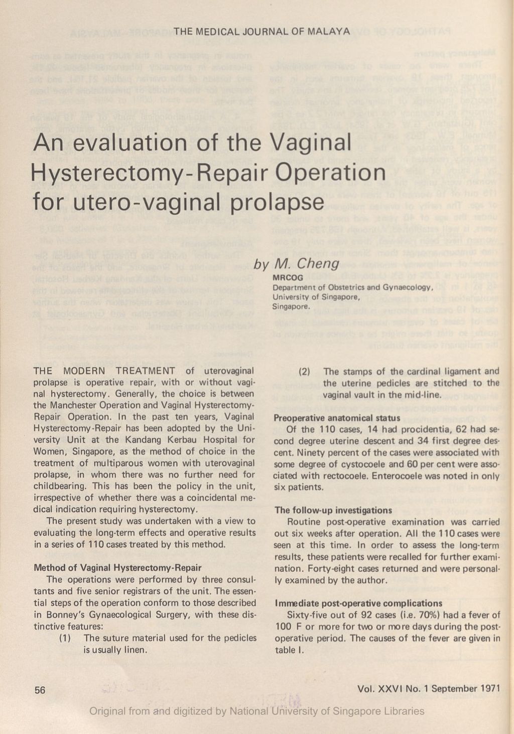 Miniature of Evaluation of the Vaginal Hysterectomy-Repair Operation for utero-vaginal prolapse