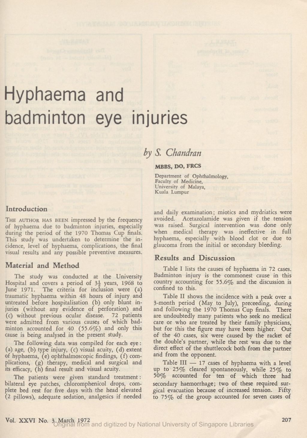 Miniature of Hyphaema and badminton eye injuries