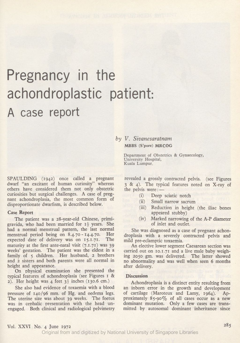 Miniature of Pregnancy in the achondroplastic patient: A case report