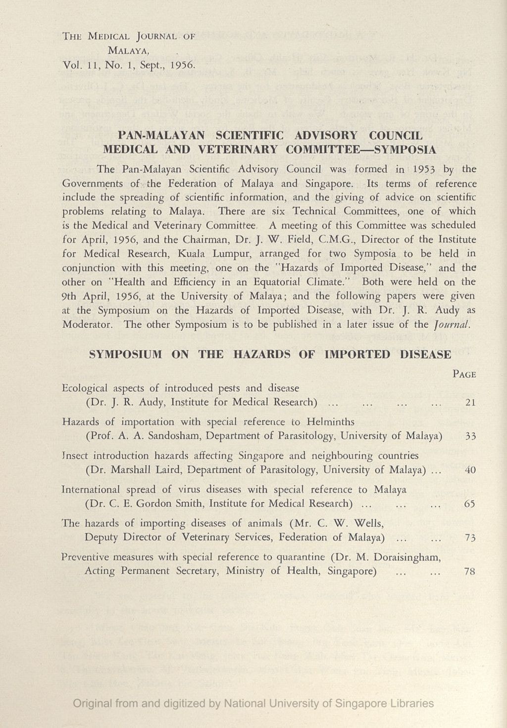 Miniature of Symposium On The Hazards Of Imported Disease