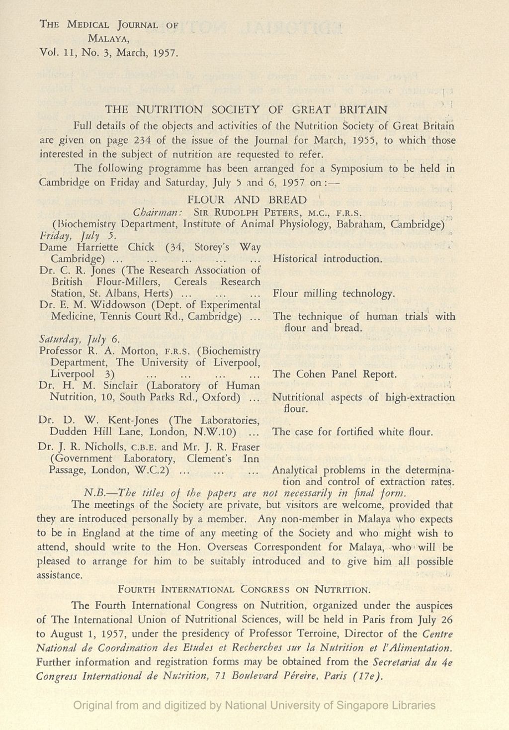 Miniature of Medical Journal of Malaya. Volume 11, Number 3. Nutrition Society Of Great Britain