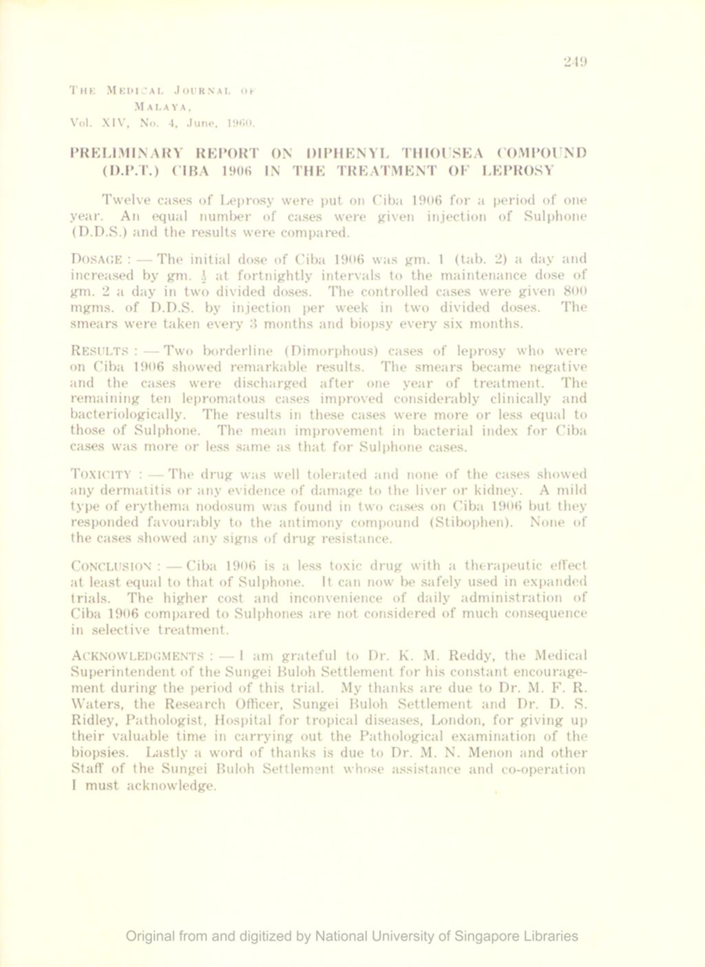 Miniature of Preliminary Report On Diphenyl Thiousea Compound (D.P.T) Ciba 1906 In The Treatment Or Leproxy