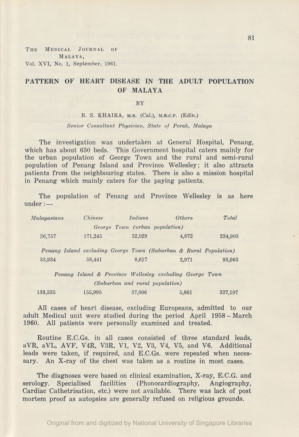 Miniature of Pattern Of Heart Disease In The Adult Population Of Malaya