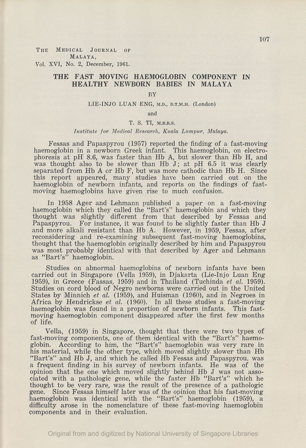 Miniature of Fast Moving Haemoglobin Component In Healthy Newborn Babies In Malaya