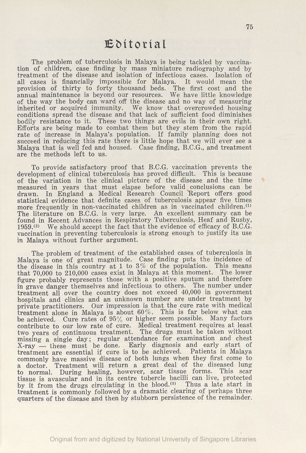 Miniature of Medical Journal of Malaya. Volume 17, Number 2. Editorial