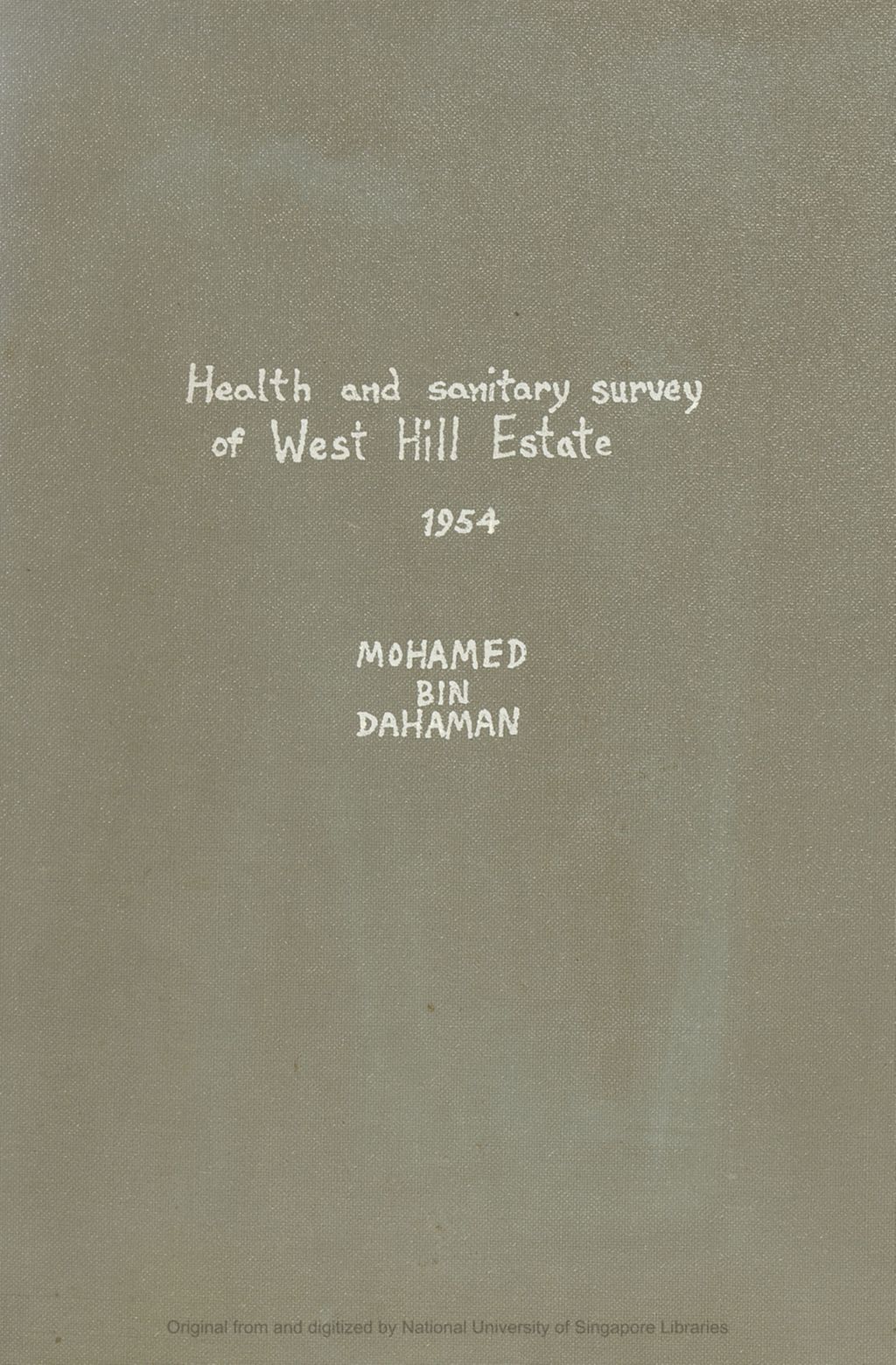 Miniature of Health and sanitary survey of West Hill Estate