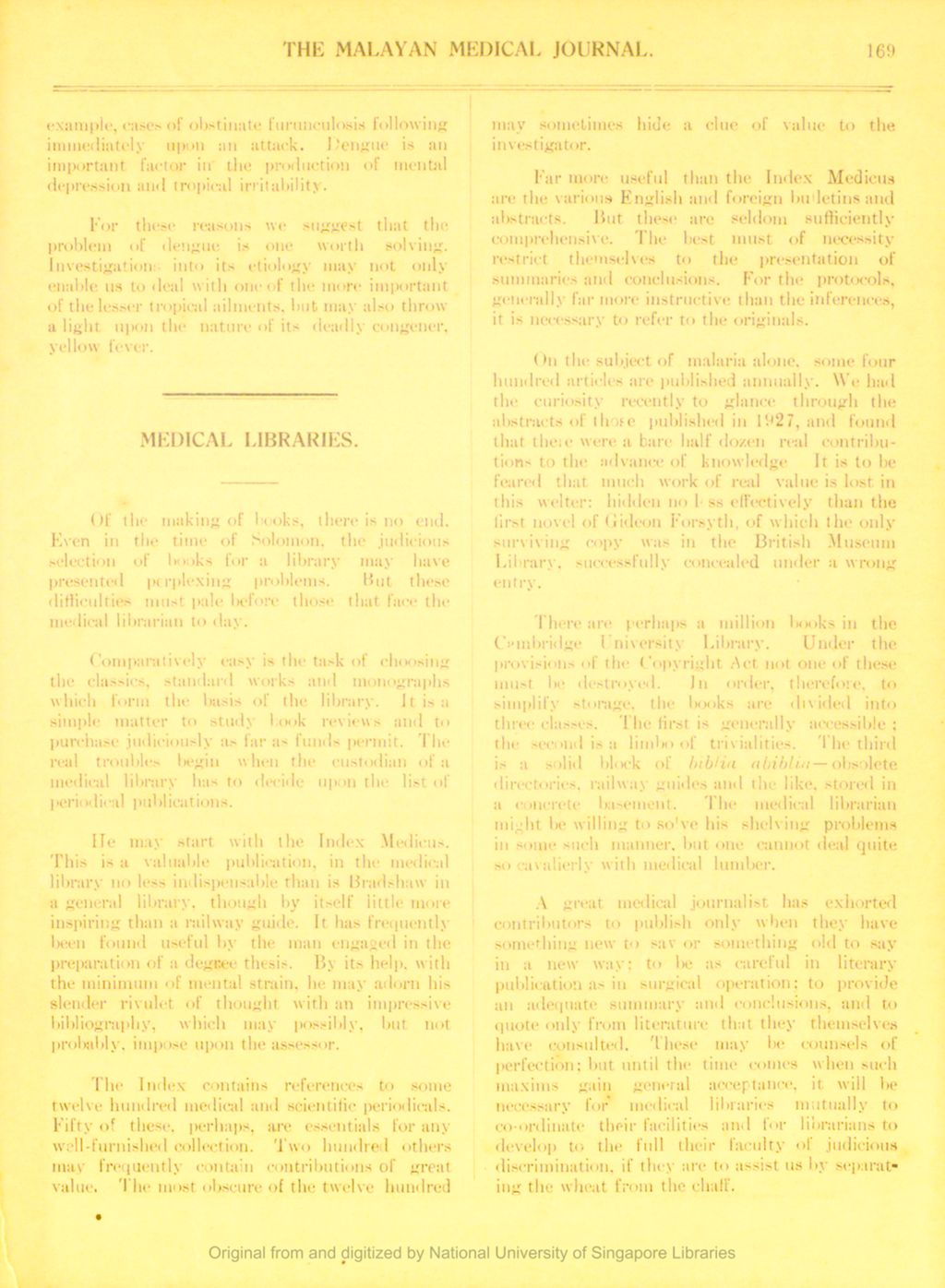 Miniature of The Malayan Medical Journal. Volume 3, Number 4. Medical Libraries