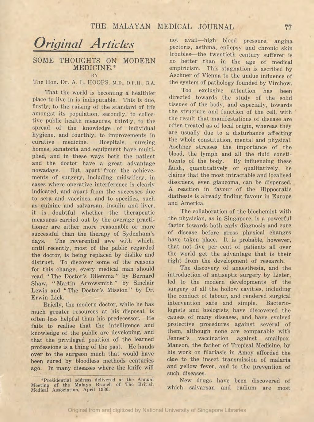 Miniature of The Malayan Medical Journal. Volume 5, Number 3