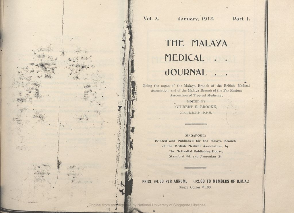 Miniature of The Malayan Medical Journal. Volume 10, Part 1